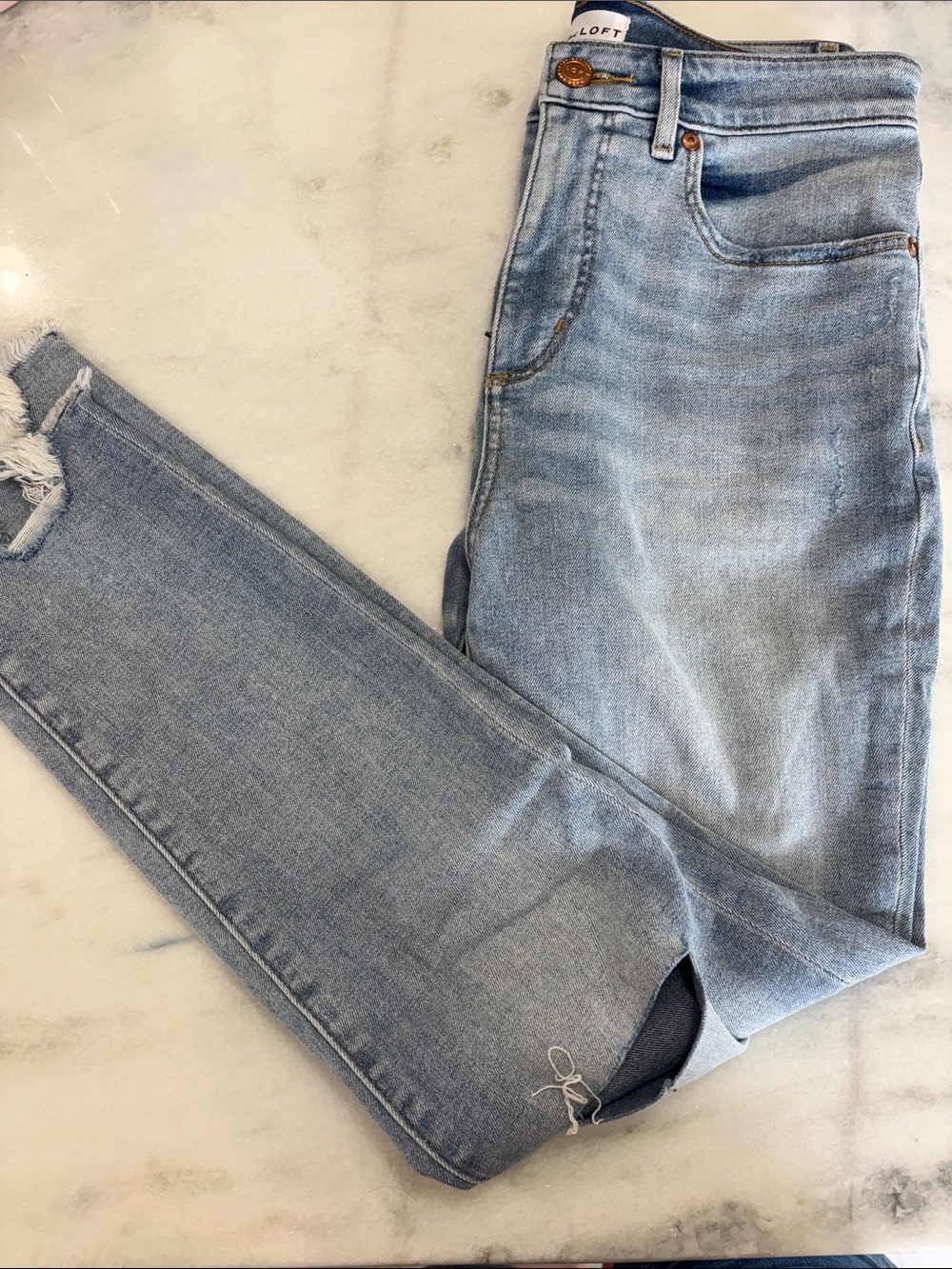 LOFT Light Wash High-Rise Skinny Jeans - Light Blue-size 6